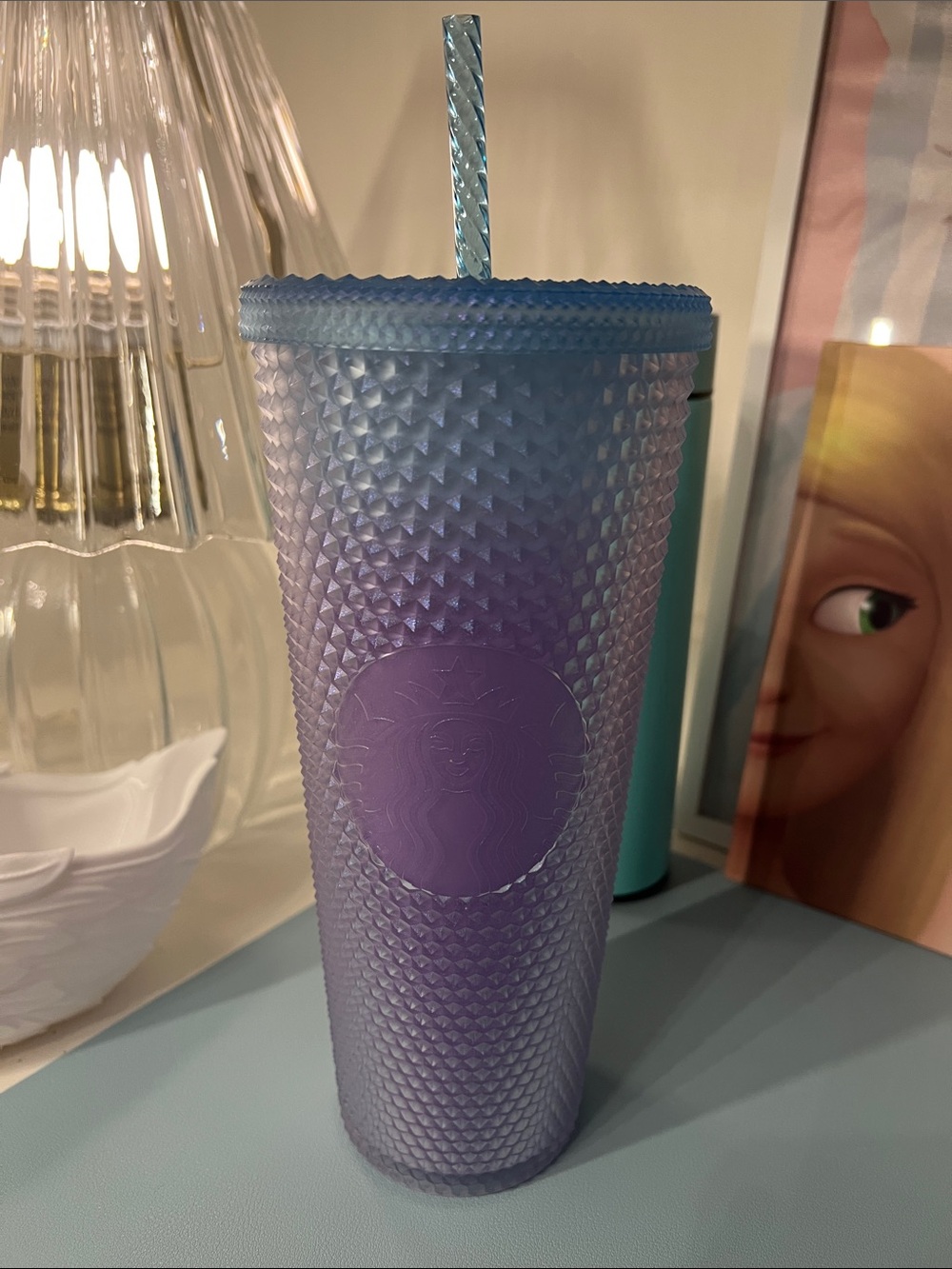 Starbucks Purple to Blue Ombre Studded Tumbler with Twisted Straw